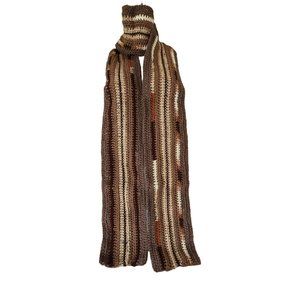 Skinny wool extra long scarf brown rust